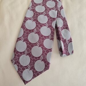 Guy Laroche Red and Gray Geometric Silk Necktie Tie